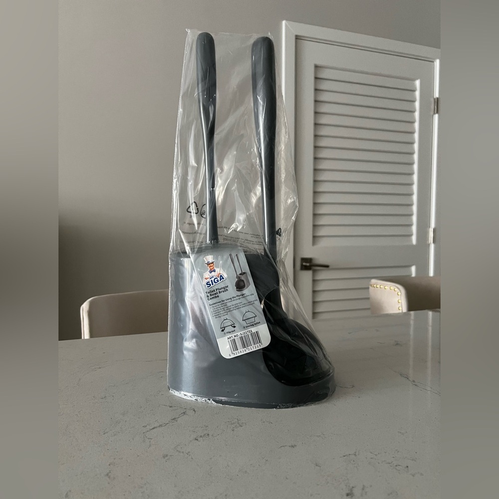 MR.SIGA Toilet Plunger and Bowl Brush Combo for Bathroom Cleaning, Grey, 1 Set